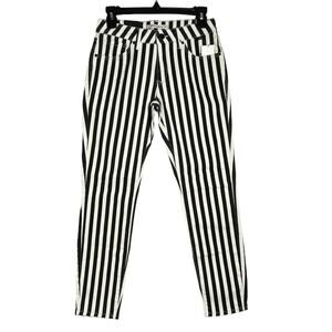 NEW MAVI ADRIANA ANKLE Mid-Rise Super Skinny Jeans SIZE 27 Black White Stripe